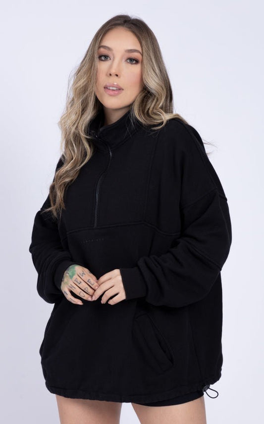 Half Zipper Hoodie Black - Bkbxcolombia