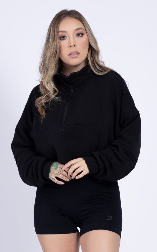 Half Zipper Hoodie Black - Bkbxcolombia