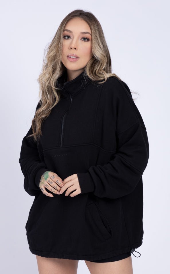 Half Zipper Hoodie Black - Bkbxcolombia